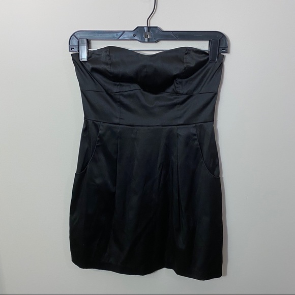 Black Satin Forever 21 Mini Dress - Picture 1 of 7